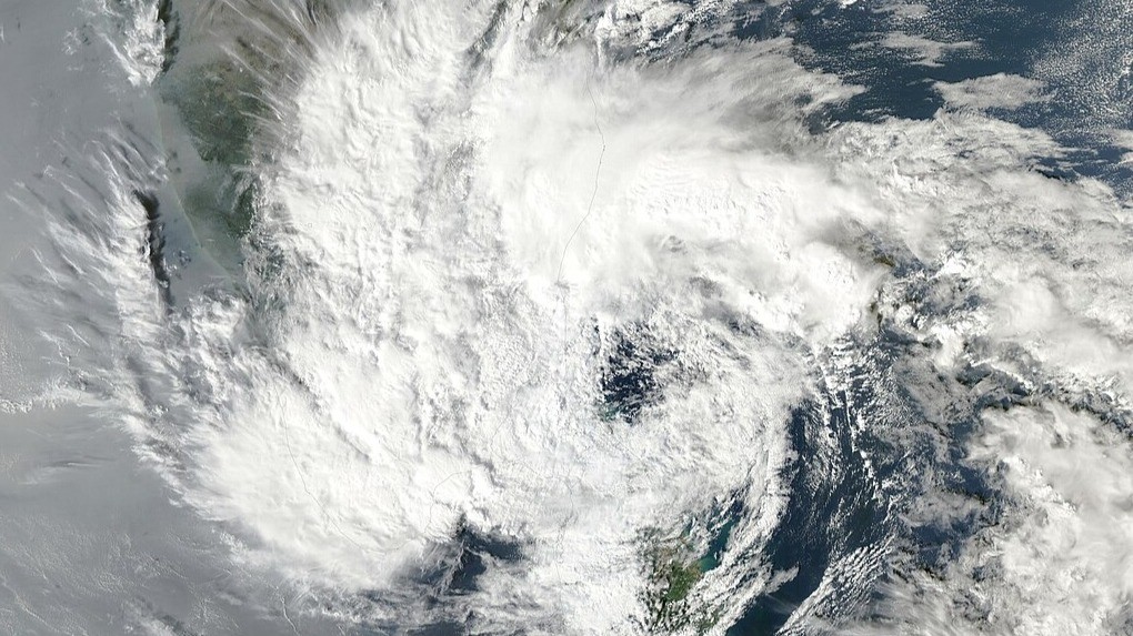 Satellite imagery of Cyclone Ditwah approaching Sri Lanka, November 2025.